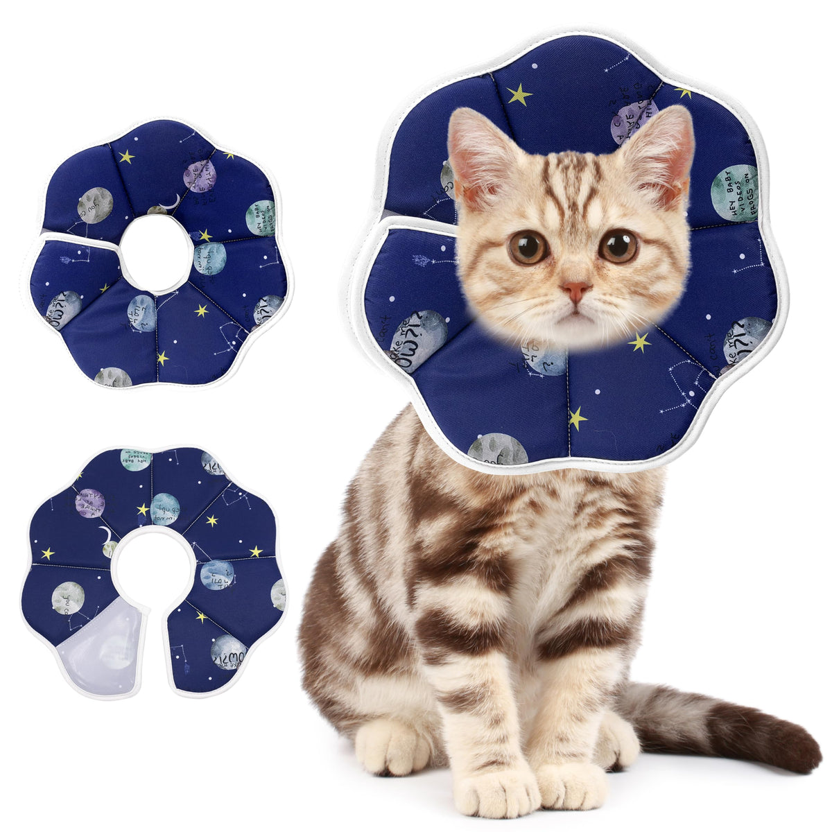 Soft Adjustable Cat Cone Collar (Blue / Medium)