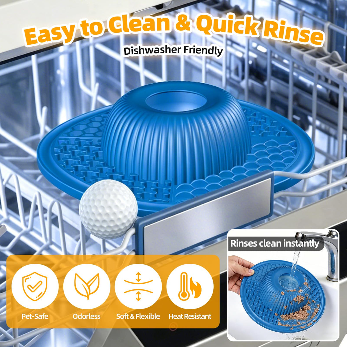 Multi Purpose Silicone Slow Feeder & Lick Mat for Dogs & Cats (Blue)
