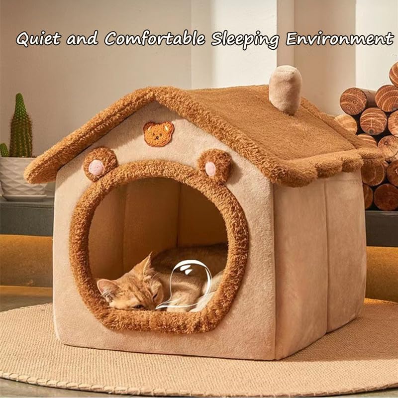 Cat Beds for Indoor Cats (A-Brown-S(15.7x12.6x13.7in))