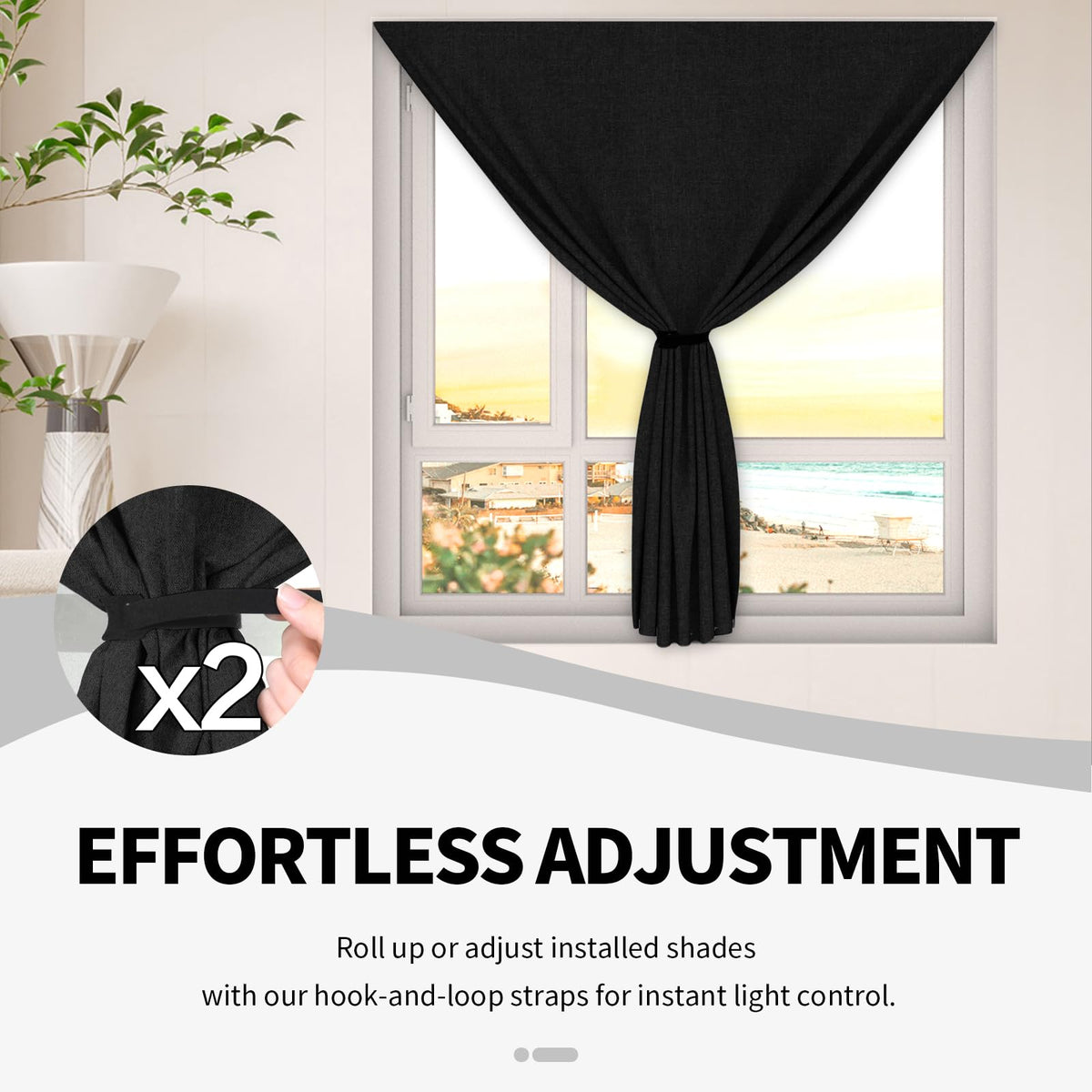Blackout Window Cover (Black / 57"W x 157"L (Pack of 1))