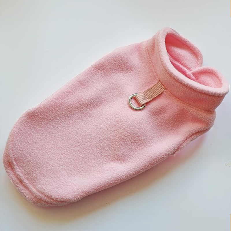 Dog Fleece Sweater w (L (10-16lbs) / Pink Lemonade)