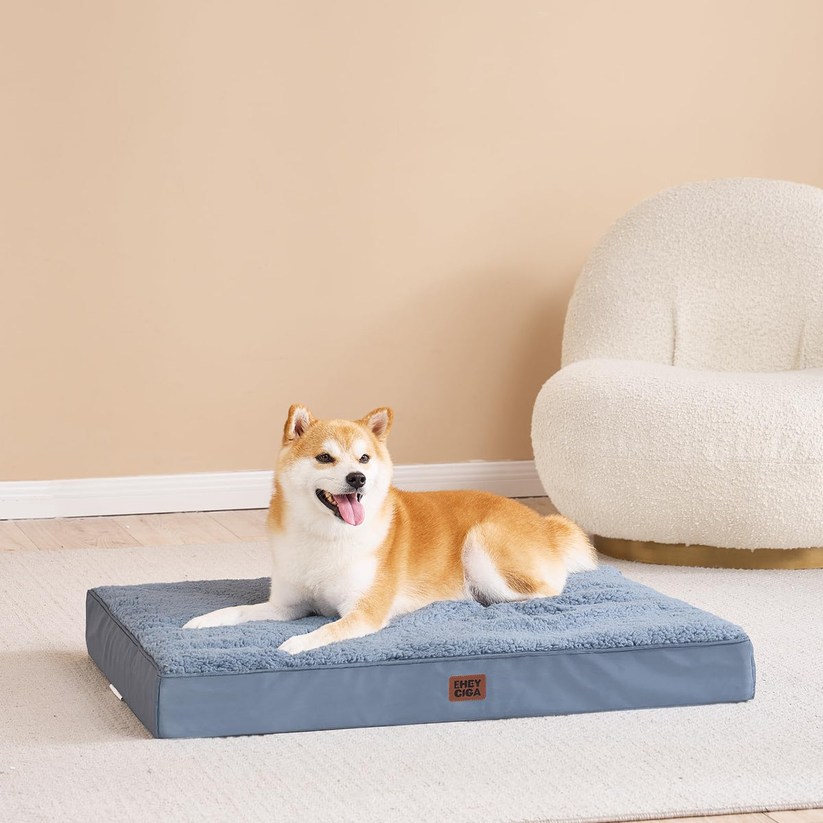 Orthopedic Dog Bed Large with Removable Washable Cover (36*27*3.5 inches / Spa Blue)