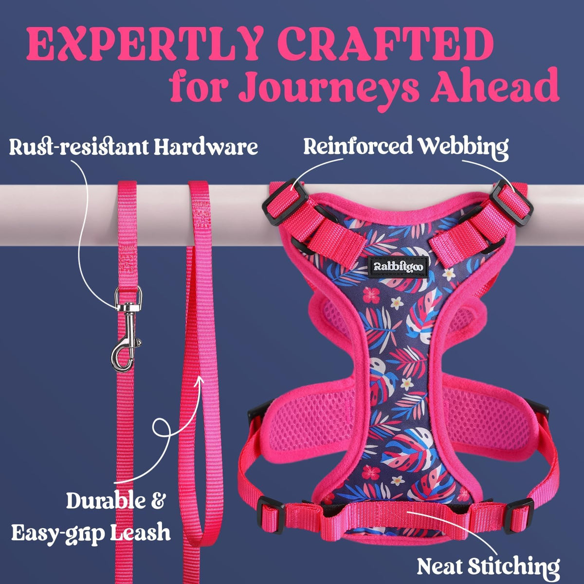 Cat Harness and Leash Set (Xs / Coconut Fuchsia)