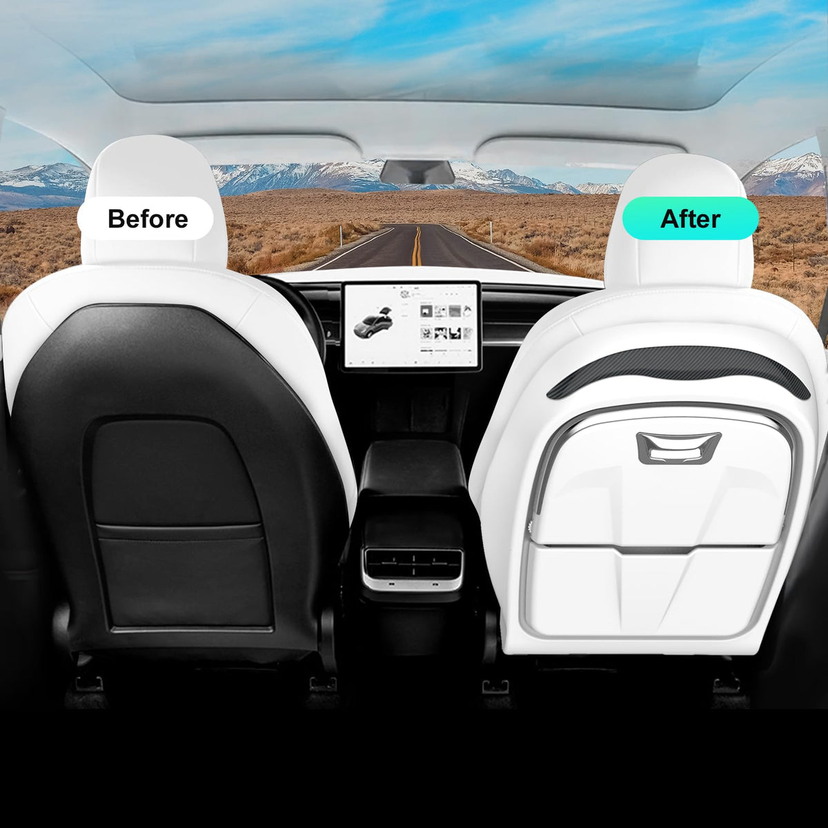 Back Seat Tray Table for Tesla Model 3 (White)