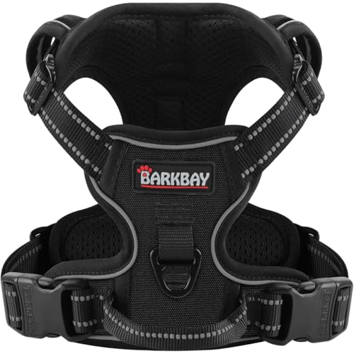 Dog Harness for Large Dog No Pull 2 Leash Clips Dog Vest (X-Large / Black)