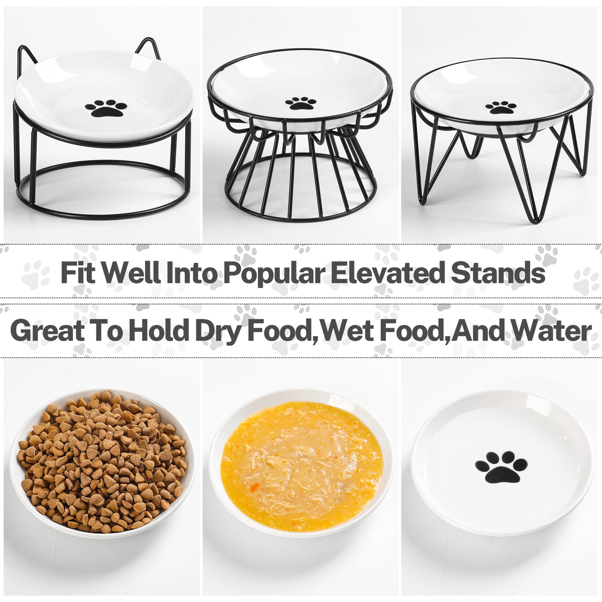 Cat Food Bowls (Shallow Dish | 3 PCS / Cat Paw)