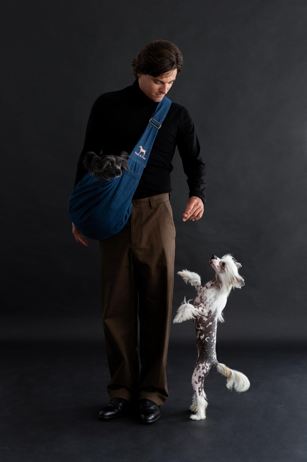 Dog Sling Carrier for Small Dogs 5 (Dark Blue (Denim) / 18.0"L x 10.0"W x 6.5"H)