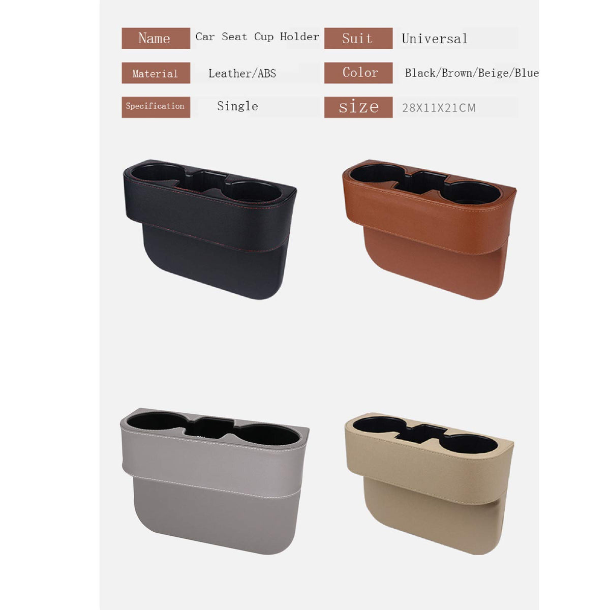Car Seat Gap Filler Organizer with Cup Holder (PUBD-Gray)