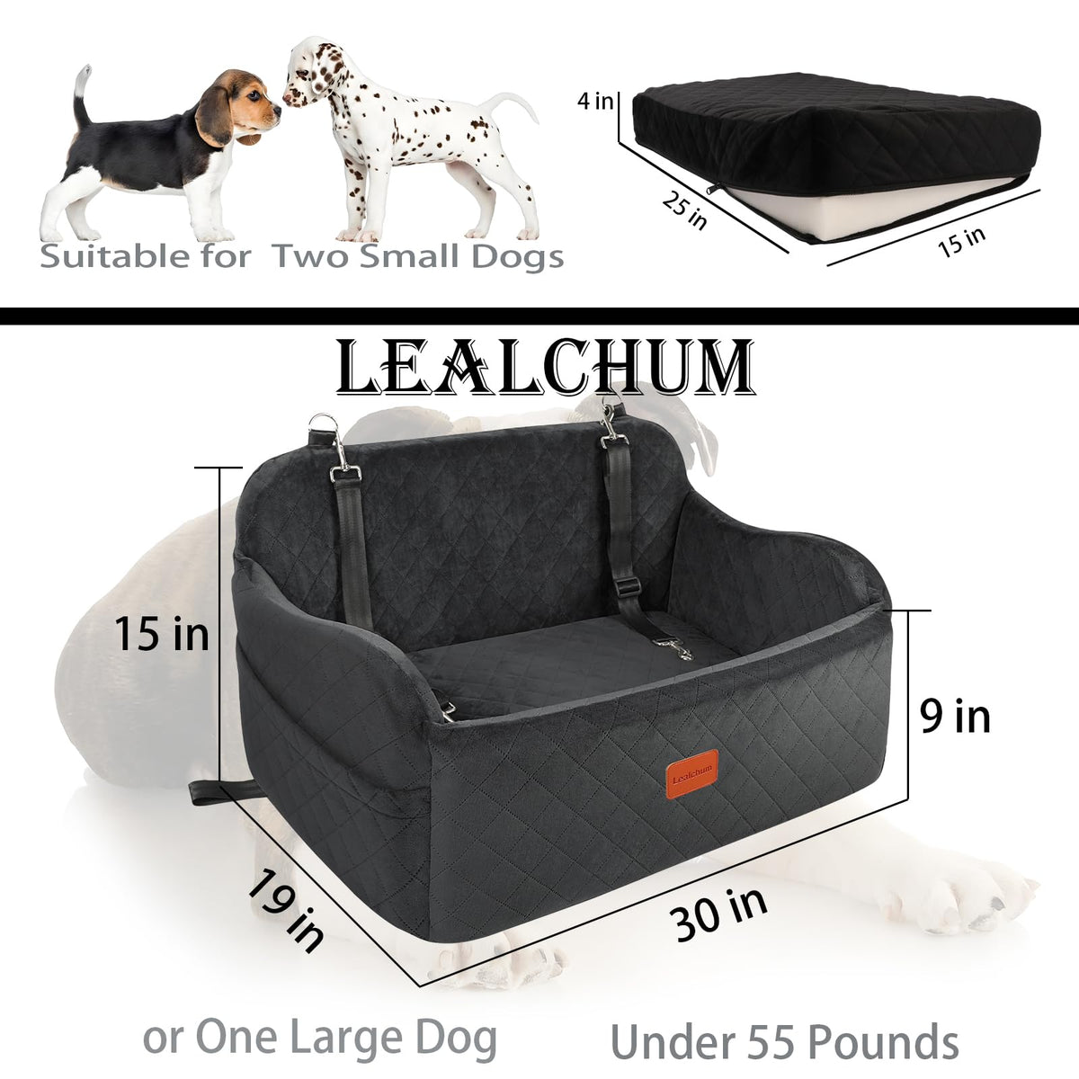 Large Dog Car Seat (Black / Large)