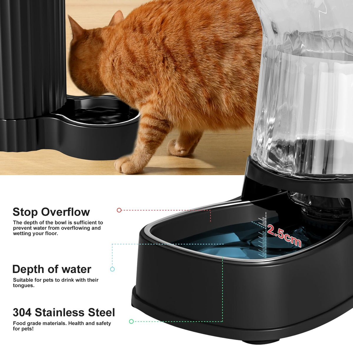 Automatic Dog Water Dispenser (Black / 1 Gallon)