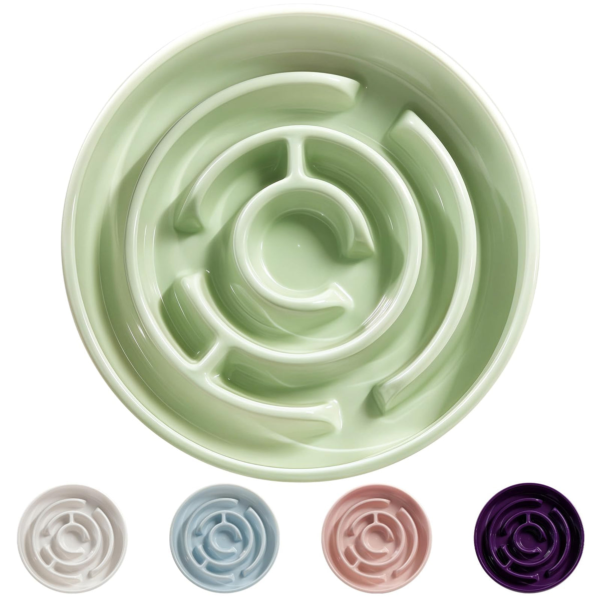 Ceramic Slow Feeder Dog Bowl (Green)