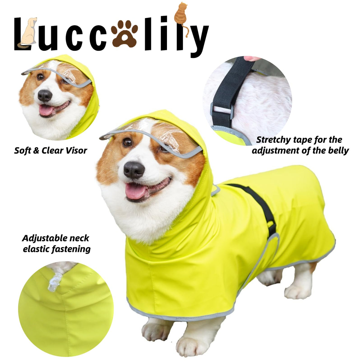 Dog Rain Jacket with Hood for Small Medium Dog (Light Green / Small)