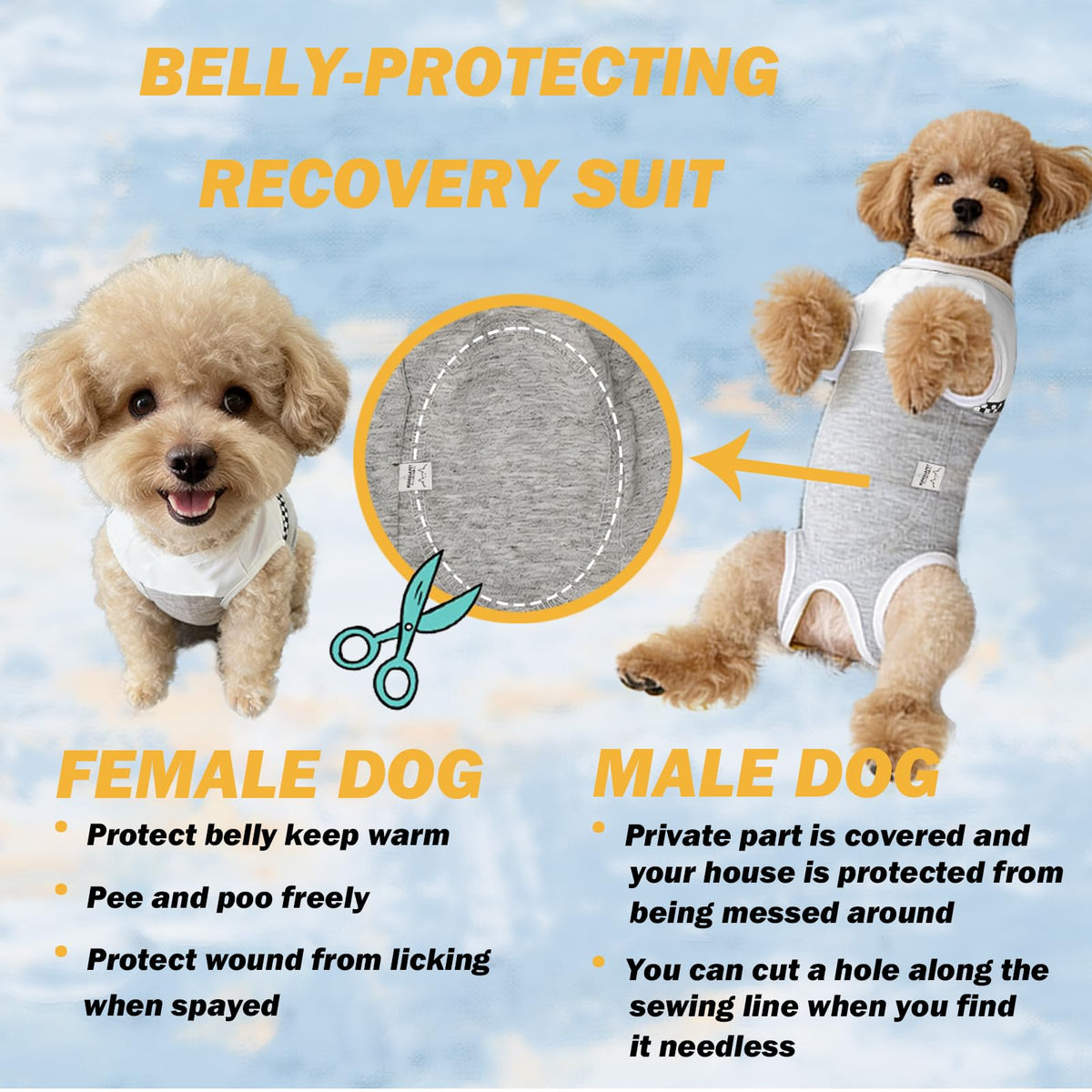 Dog Surgical Suit (Large / grey and white)