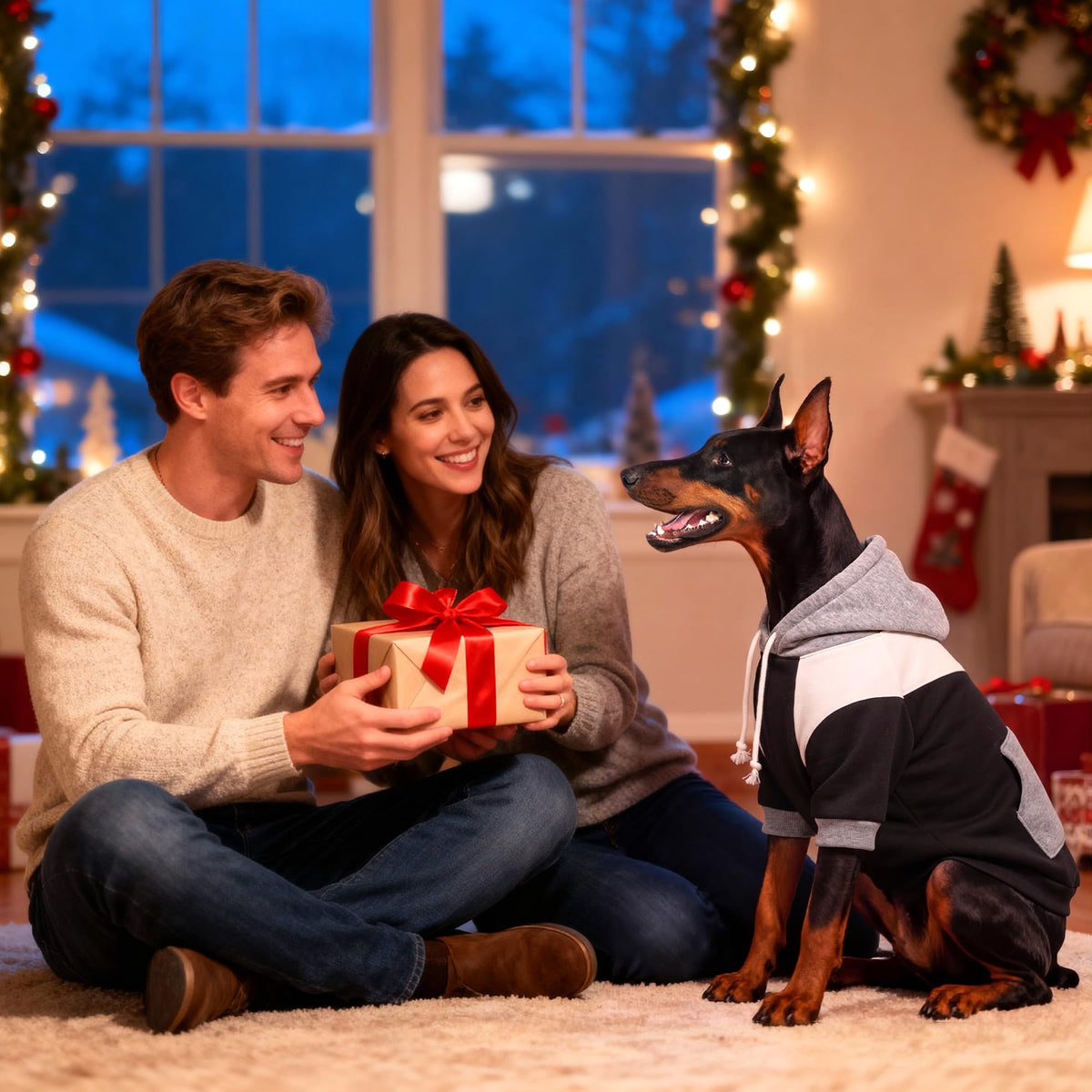 Dog Basic Hoodie Soft Dog Clothes Cold Weather Sweaters for Medium Large Dogs Cozy Fabric Warm Sweatshirt with Leash Hole for Boys (Midnight Grey / L (Back: 20.47",Chest: 28.35",20-35lbs))