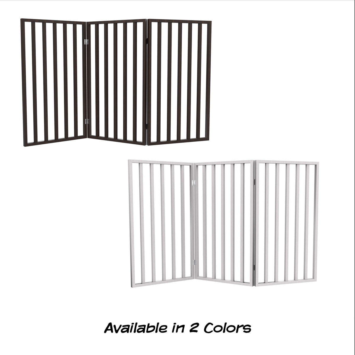 Pet Gate - 3-Panel Indoor Foldable Dog Fence for Stairs, Hallways, or Doorways - 54x32-Inch Wood Freestanding Dog Gates by PETMAKER (White) (White / 3 Panel)