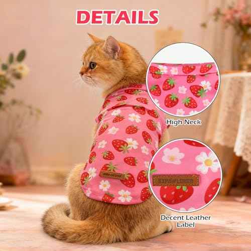 Cat Sweater Warm Fleece Pet Clothes for Cats Only (Strawberry Pink / Medium)