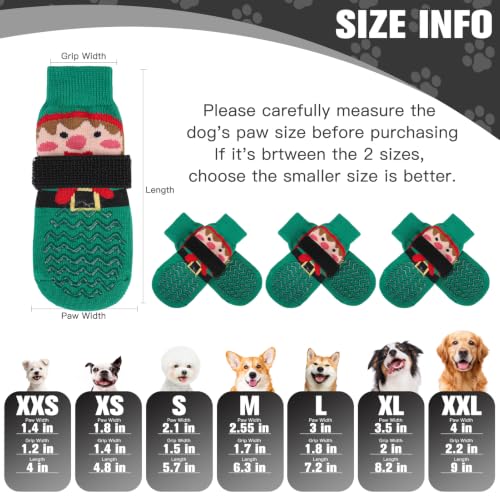Anti Slip Dog Socks to Prevent Licking Paws for Hot Pavement (Red & Green / Small)