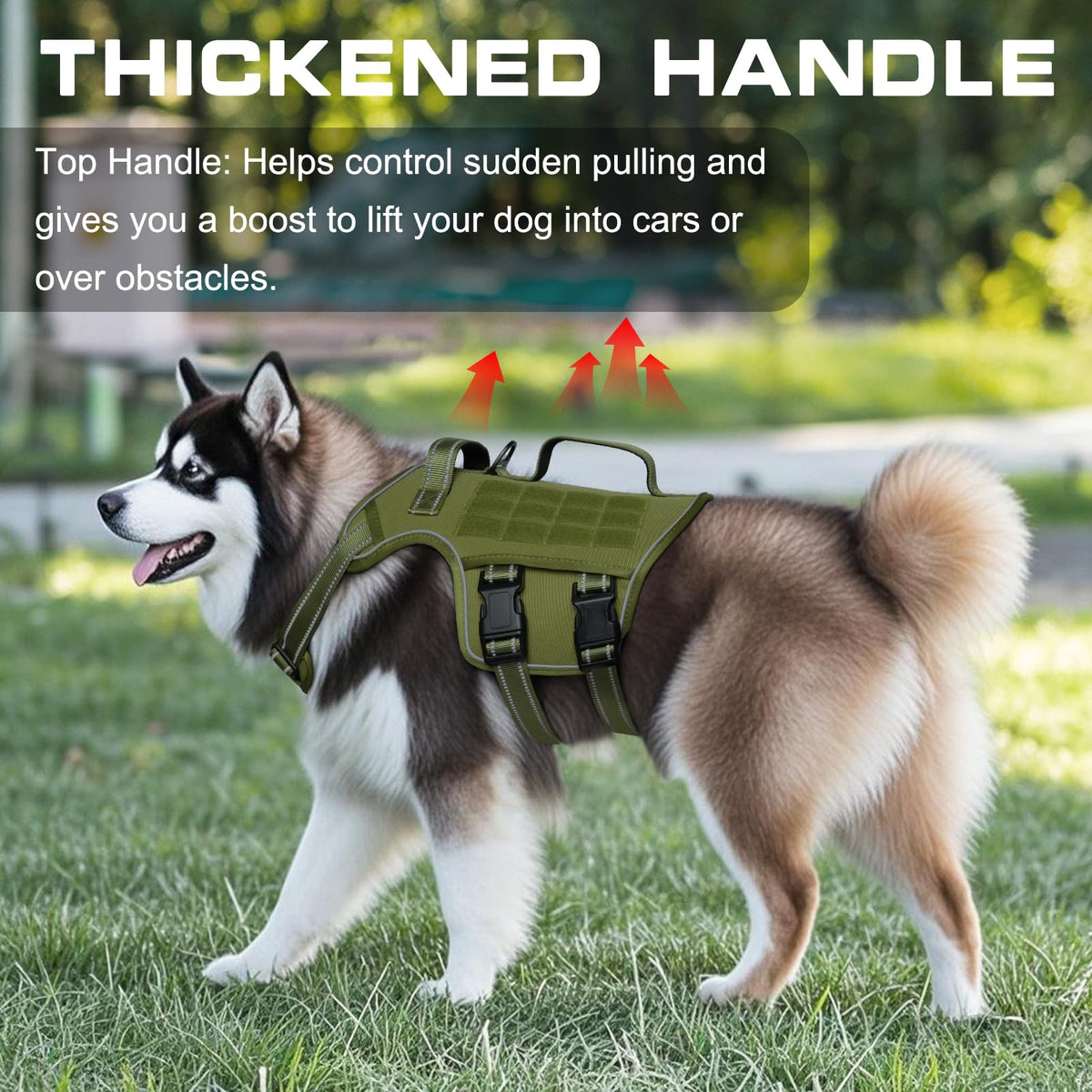 Dog Harness for Large Dogs (Green / XL(Neck:21-32",Chest:26-39"),75-135 lbs)