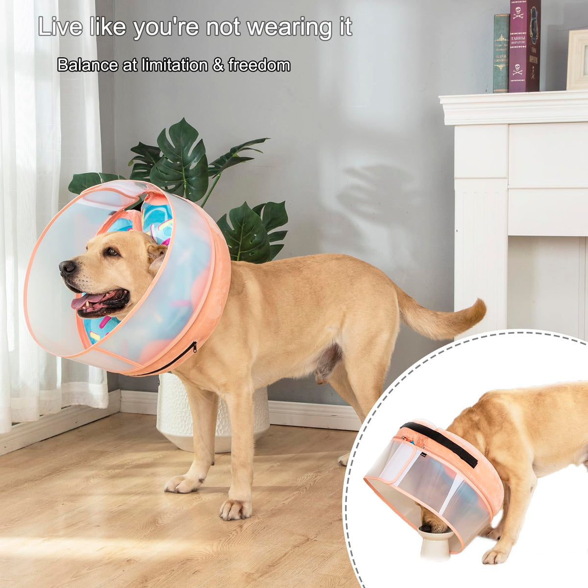Inflatable Dog Cone Collar with Enhanced Anti (Large / Donut Blue)