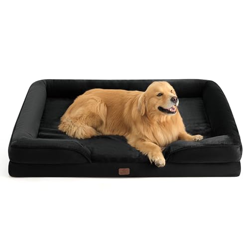 Orthopedic XXL Dog Bed Extra Large Washable Original Design (Black / 52"l X 41"w X 8"th)