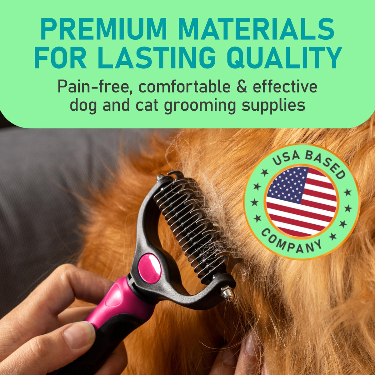 Hair Brush Double Sided Shedding (Pink / Large)