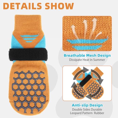 Dog Socks Shoes for Hot Pavement (Light Gray / Small(4 Pack))