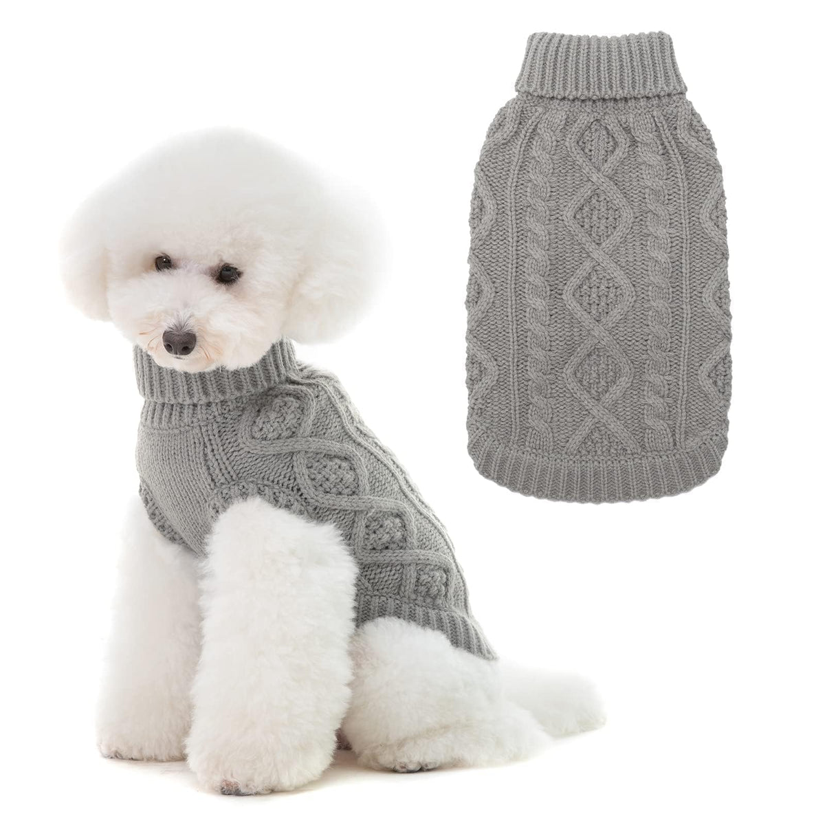 Dog Sweater for Small Dogs (Grey / X-Small)