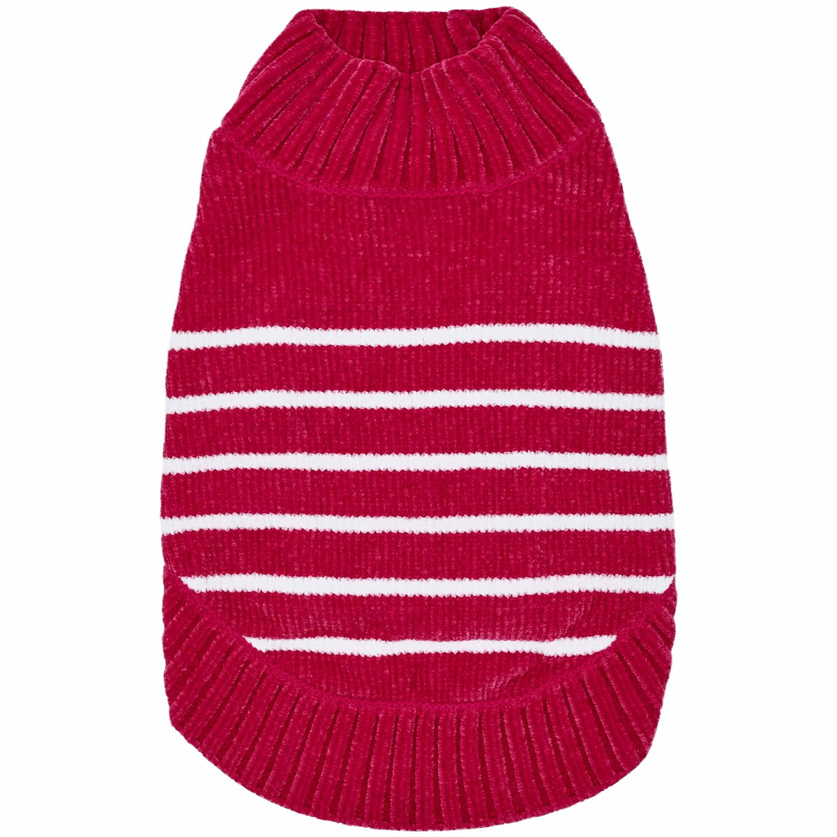 Cozy Soft Chenille Classy Striped Dog Sweater in Hot Pink (18 inch / Hot Pink)