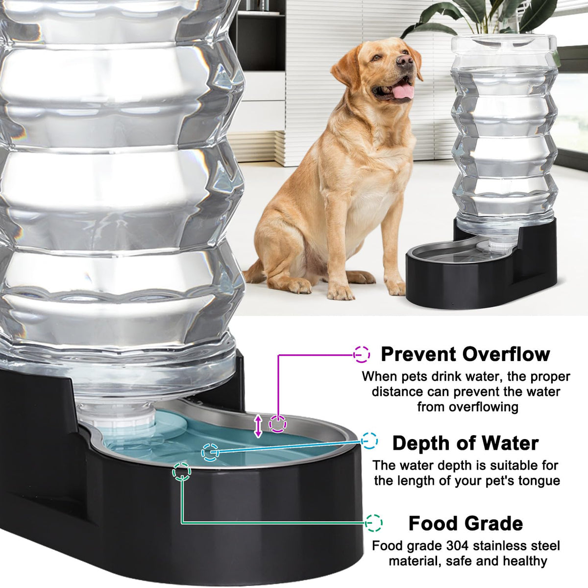 9L Filtered Dog Water Dispenser (Pure Black / 9L)