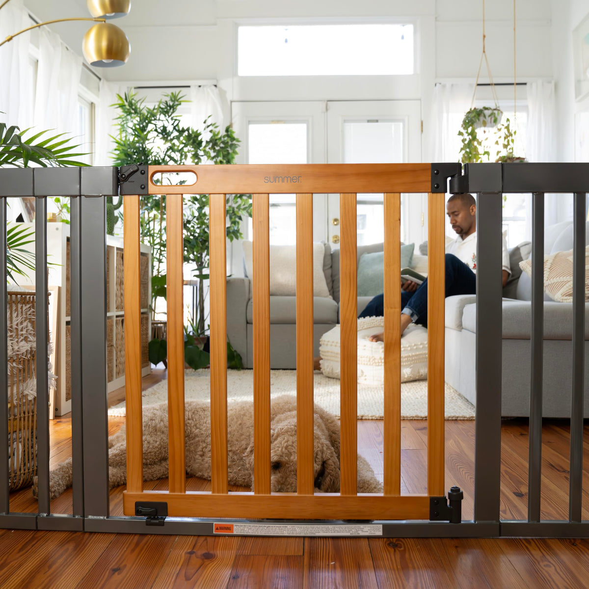 West End Extra Wide Safety Pet and Baby Gate (Oak Wood & Slate)