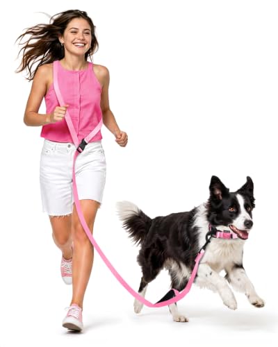 Hands Free Dog Leash (5.9-8.2 FT Light Pink)