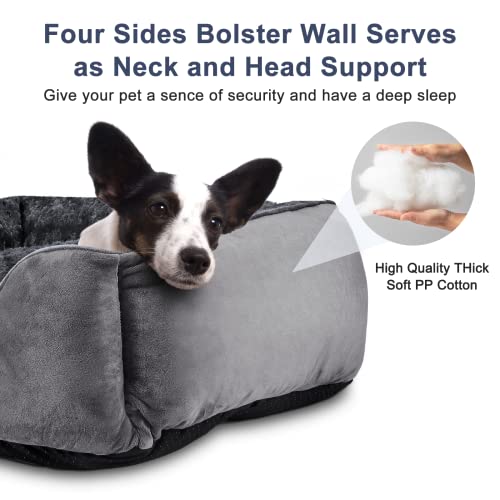 Rectangle Dog Bed for Large Medium Small Dogs Machine Washable Sleeping Dog Sofa Bed Non (Dark Grey / M(25"x 21"x 8"))