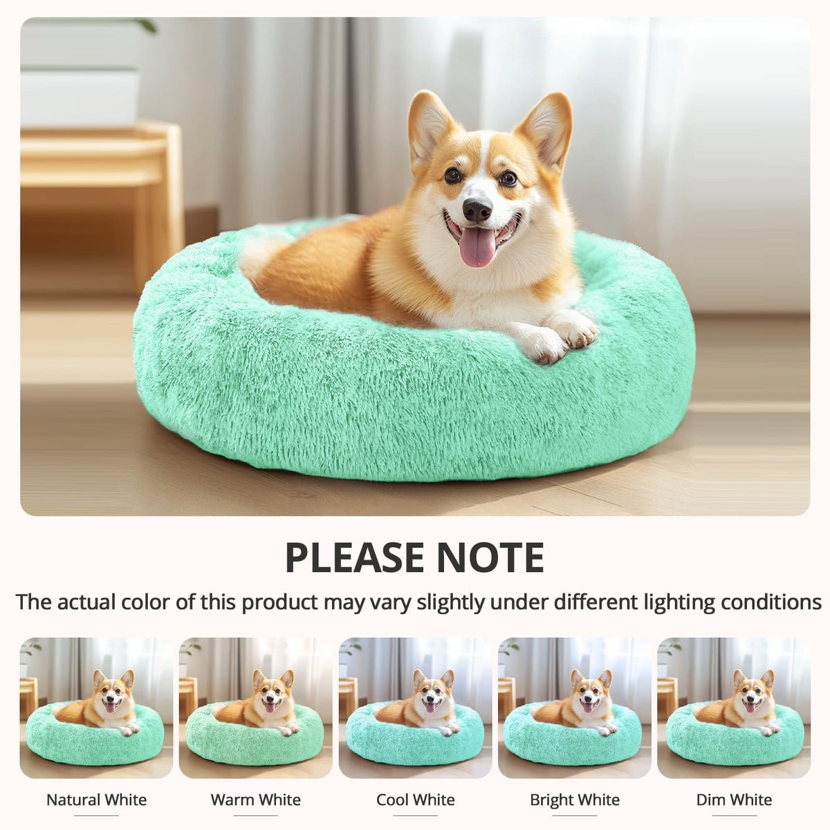 Calming Dog Bed Medium Size Dog (Mint Green / 27.0"L x 27.0"W x 8.0"Th)
