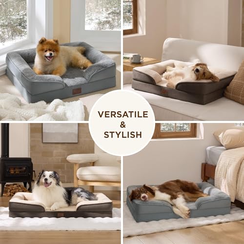 Self Warming Orthopedic Dog Bed Medium Size Dogs Washable Original (Self Warming-Grey / 28"l X 23"w X 6.5"th)