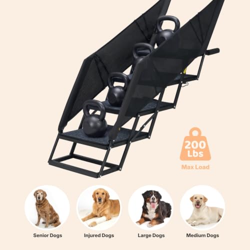 Foldable Dog Steps for Car SUV (Standard 17"W with Net Guard)