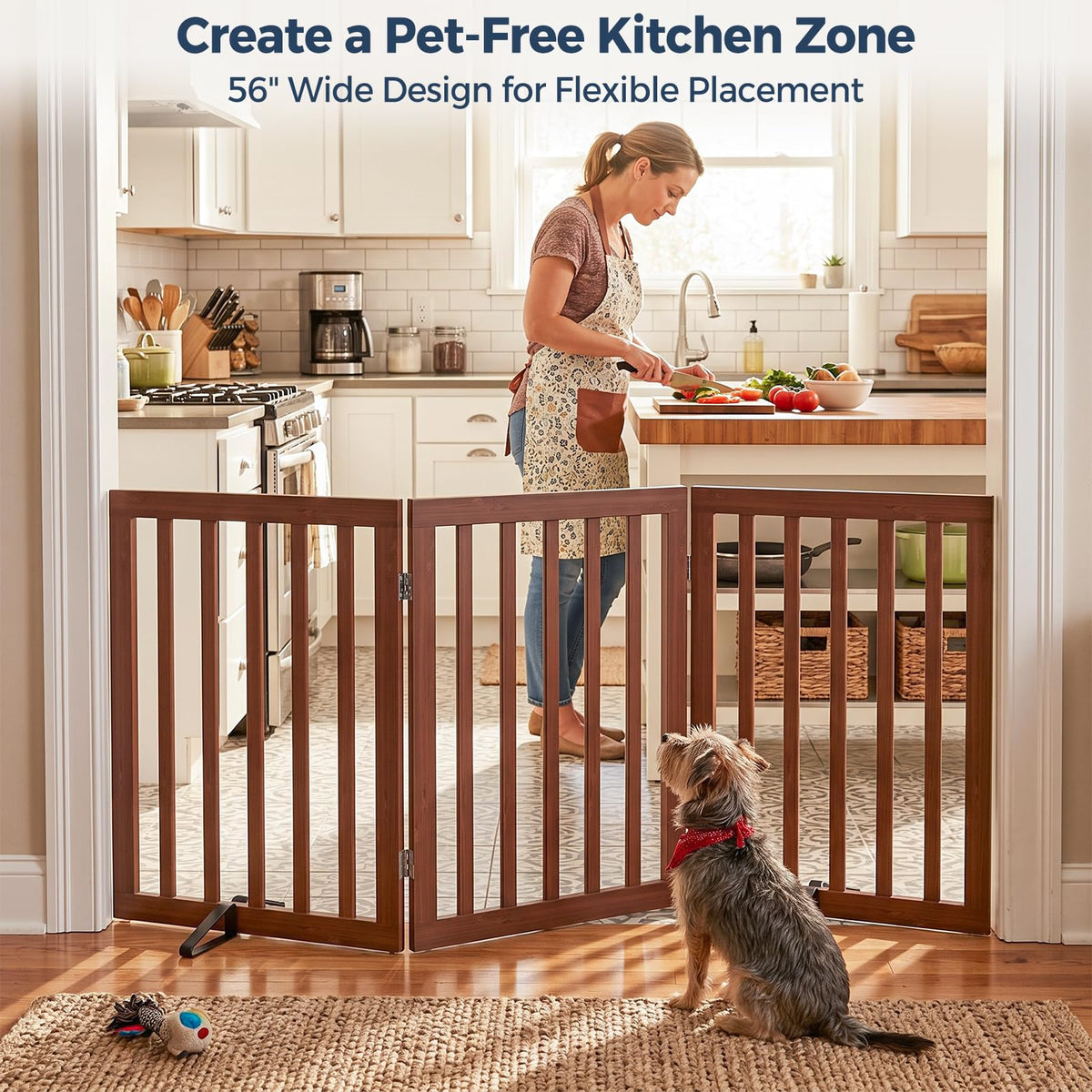 Dog Gate Indoor (Walnut / 56"Wx24"H, 3-Panel)