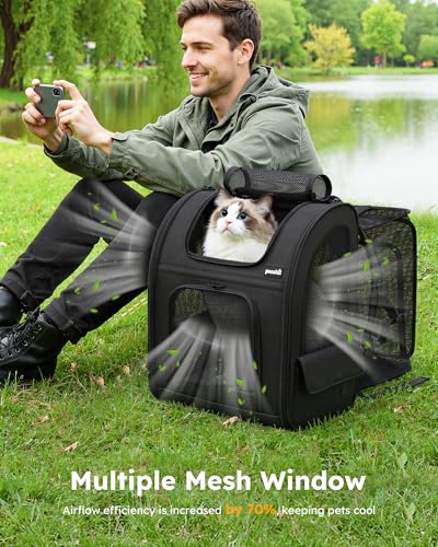 Dog Backpack Expandable (Black / 15.4"L x 11"W x 19.0"H)