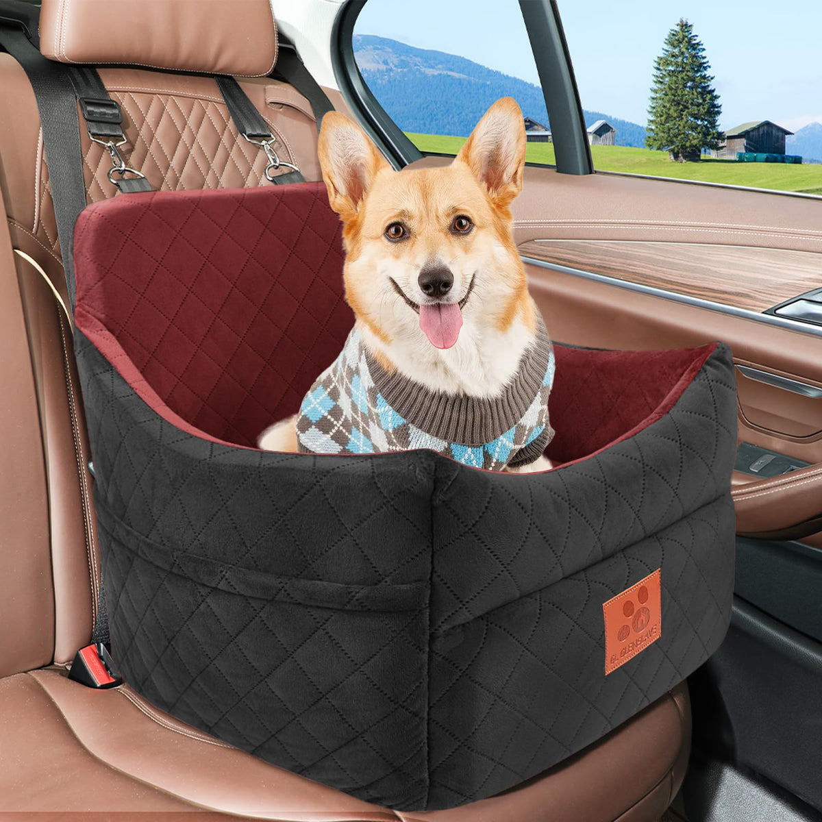Dog Car Seat for Small (Black/Red)