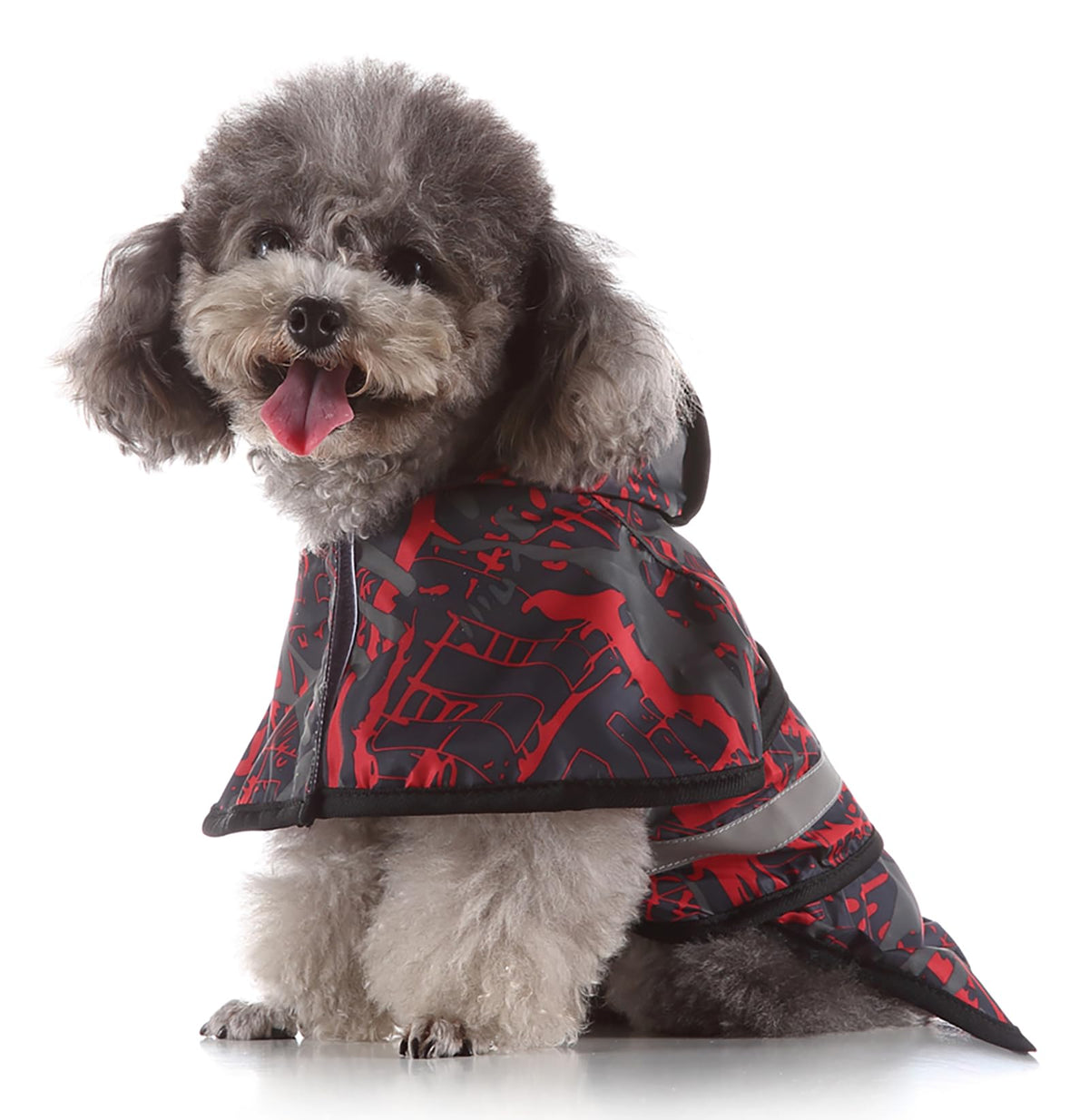 Dog Raincoat Hooded Reflective Waterproof Slicker Poncho (Camouflage Red / XL(11-14 pound))
