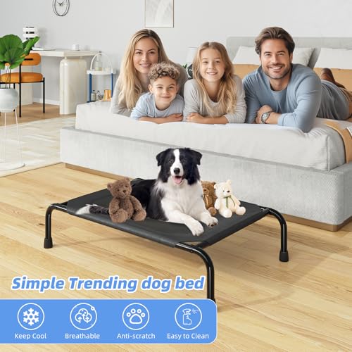 Raised Dog Bed for Small Dogs (36.5"L x 22.5"W x 8.25"Th / Black)