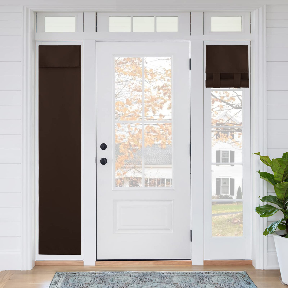 Sidelight Curtains for Front Door (Brown / 12"W x 69"L (Pack of 1))