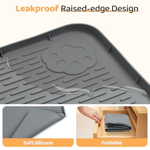 Dog Food Mat 50''x35'' Extra Large Dog Mat for Food and Water (50"L x 35"W / Dark Grey)