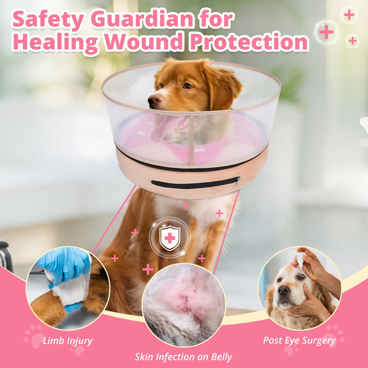 Inflatable Dog Cone with Anti (M+ (Neck: 11"-14"))
