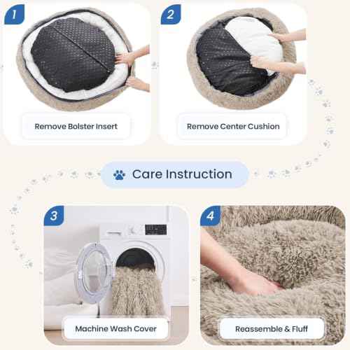 Washable Dog Beds Large Sized Dog (Cream Brown / 36.0"L x 36.0"W x 8.0"Th(Removable))
