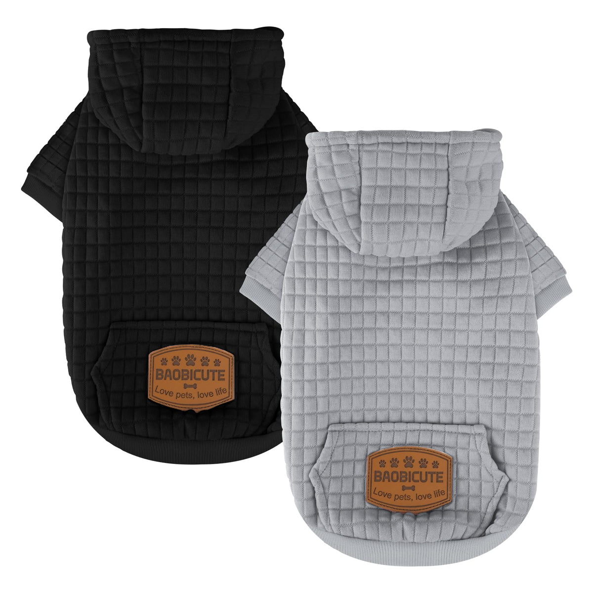 2 Pack Dog Hoodie Sweaters for Small Medium Dogs Warm Dog Clothes for Large Dogs Soft Waffle (Black+Grey / S/M (Back: 13",Chest: 18.5", 18-26 bs))