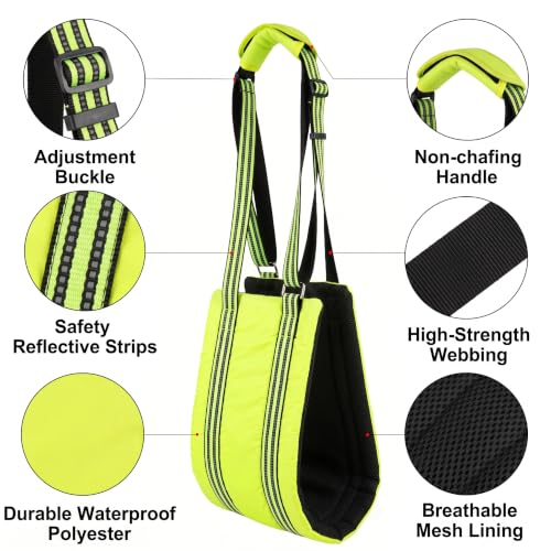 Green Dog Lift Harness with Reflective Strips for Large Dogs