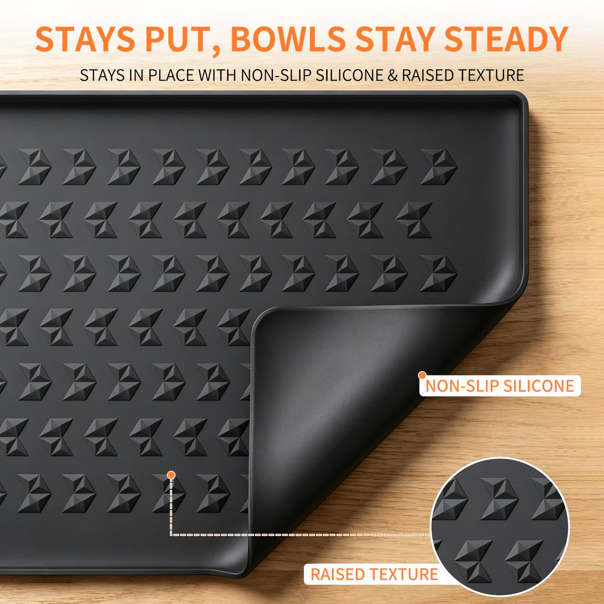 Silicone Pet Feeding Mat (Black / 28''L x 20"W)