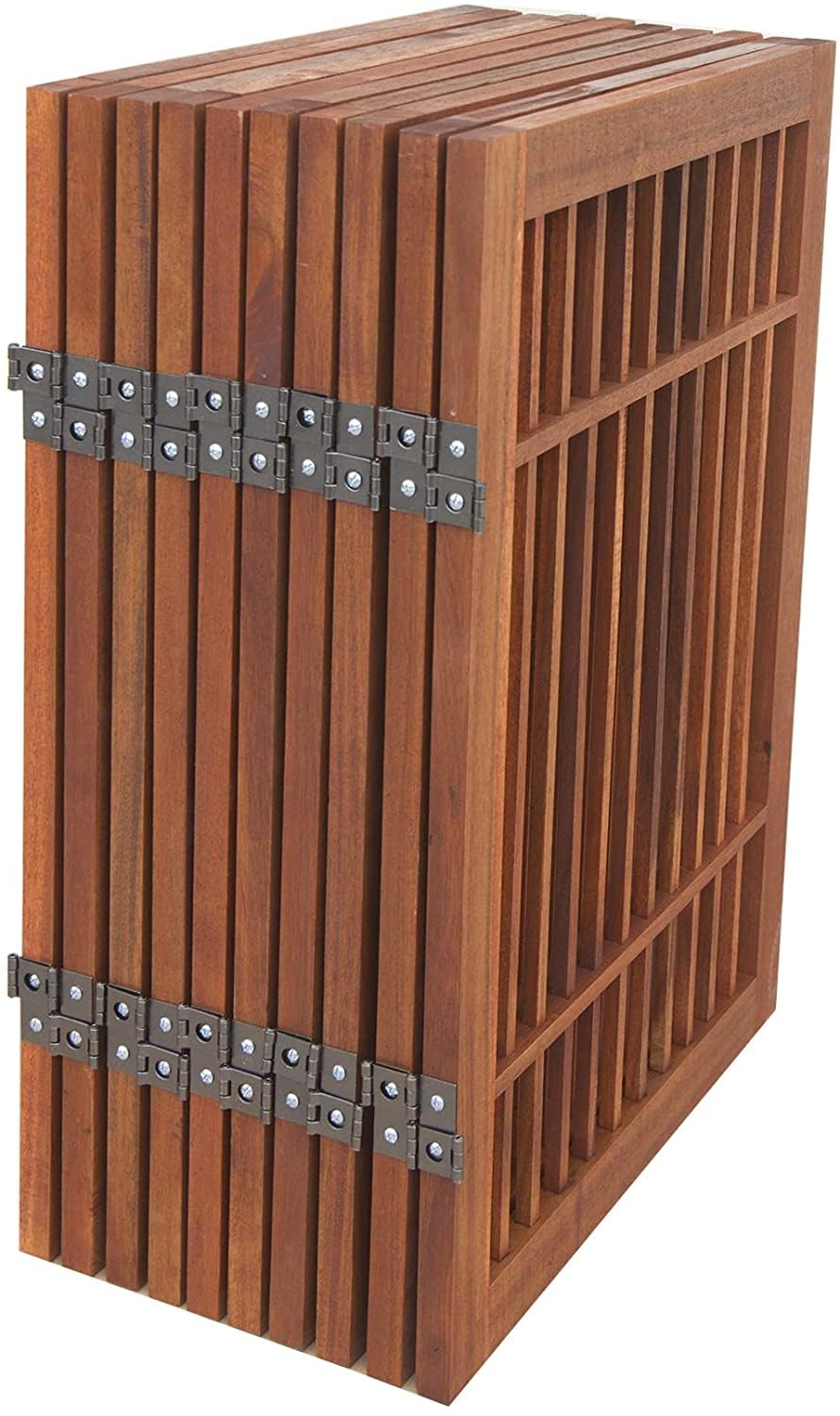 Freestanding Wooden Dog Gate Foldable Indoor Pet Gate No Drill Expandable Barrier for Doorways Stairs Hallway Portable Wood Fence for Small Dogs & Puppies (10 Panel 24" Tall / Brown Pet Gate)