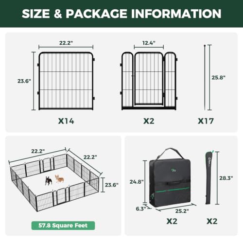 Rollick Dog Playpen with Storage Bags (Black / 24"H)