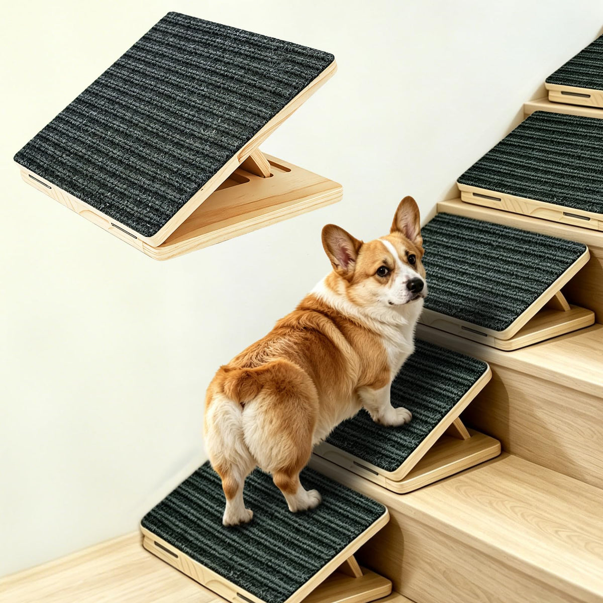 6 Pack Small Dog Ramp for Stairs (Gray / 6)